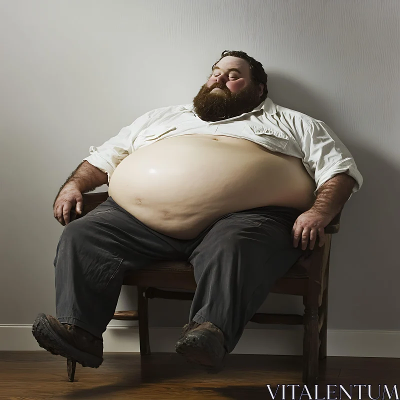 Bearded Man Resting in Chair AI Image