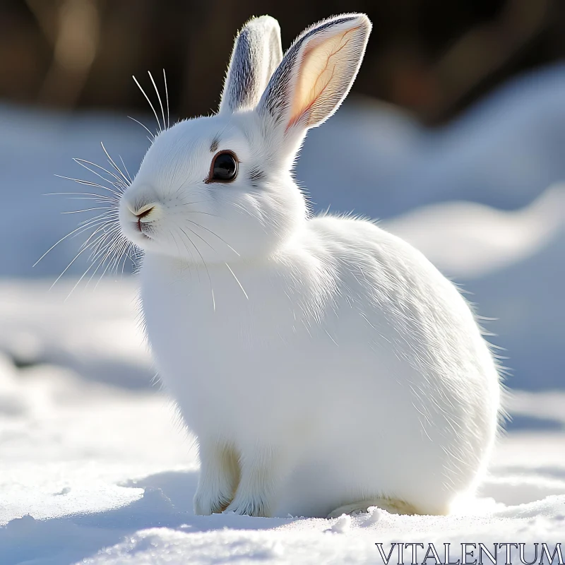 Snowy White Rabbit Portrait AI Image