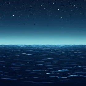 Calm Ocean Under Starry Night