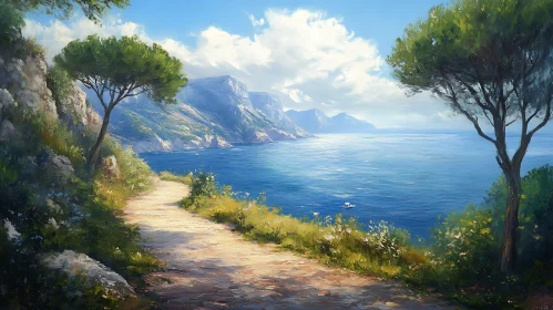 Tranquil Seascape with Winding Path