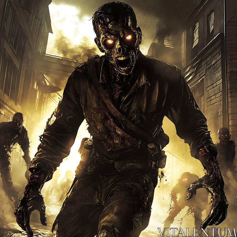 Horror Scene: Zombies Attack AI Image