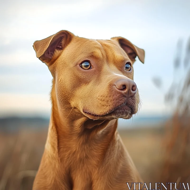 Close-Up Brown Dog in Nature AI Image