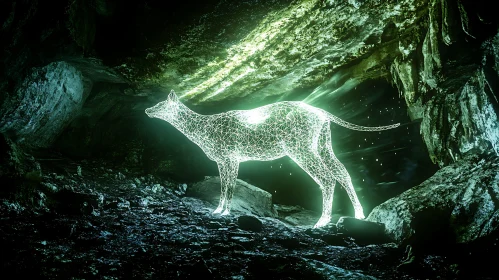 Glowing Canine in Dark Cave