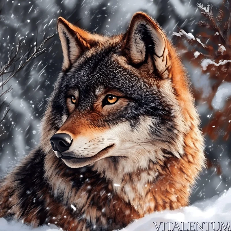 AI ART Wolf in Winter Wonderland