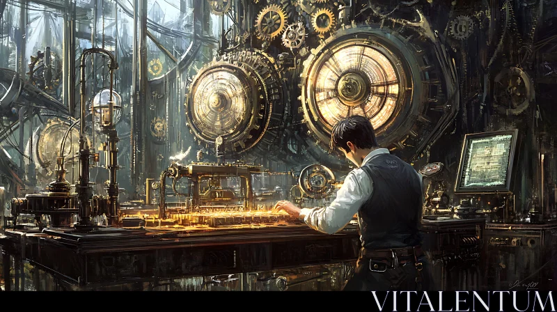 AI ART Man and Steampunk Machine