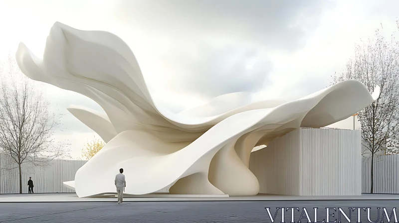 Fluid and Sculptural Modern Architectural Design AI Image