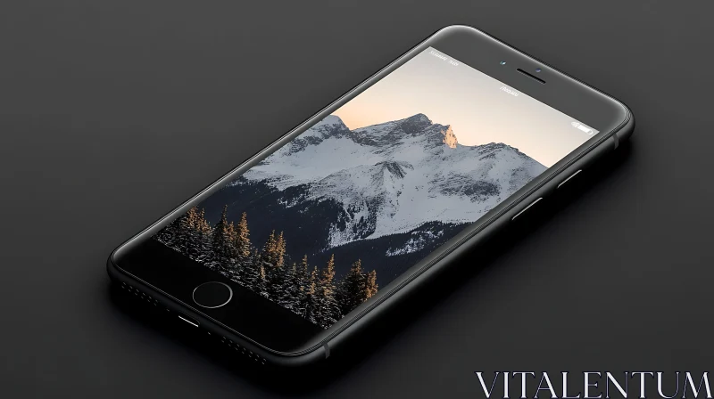 Mobile phone with mountain view AI Image