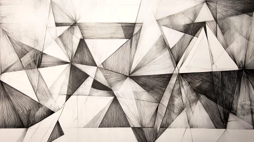 Monochrome Geometric Shapes Abstract Artwork