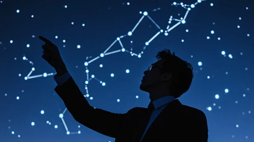 Person and Starry Night Sky