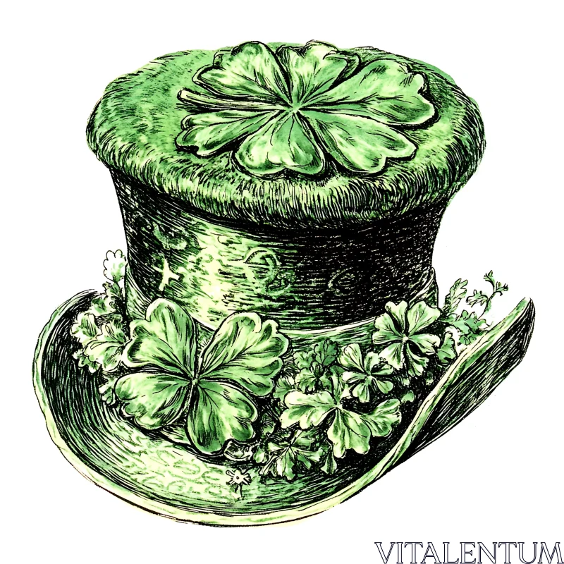 AI ART Lucky Green Hat with Shamrocks