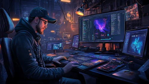 Coder in Cyberpunk Style