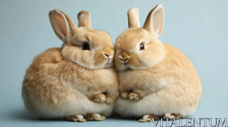 Pair of Cream-Colored Rabbits AI Image