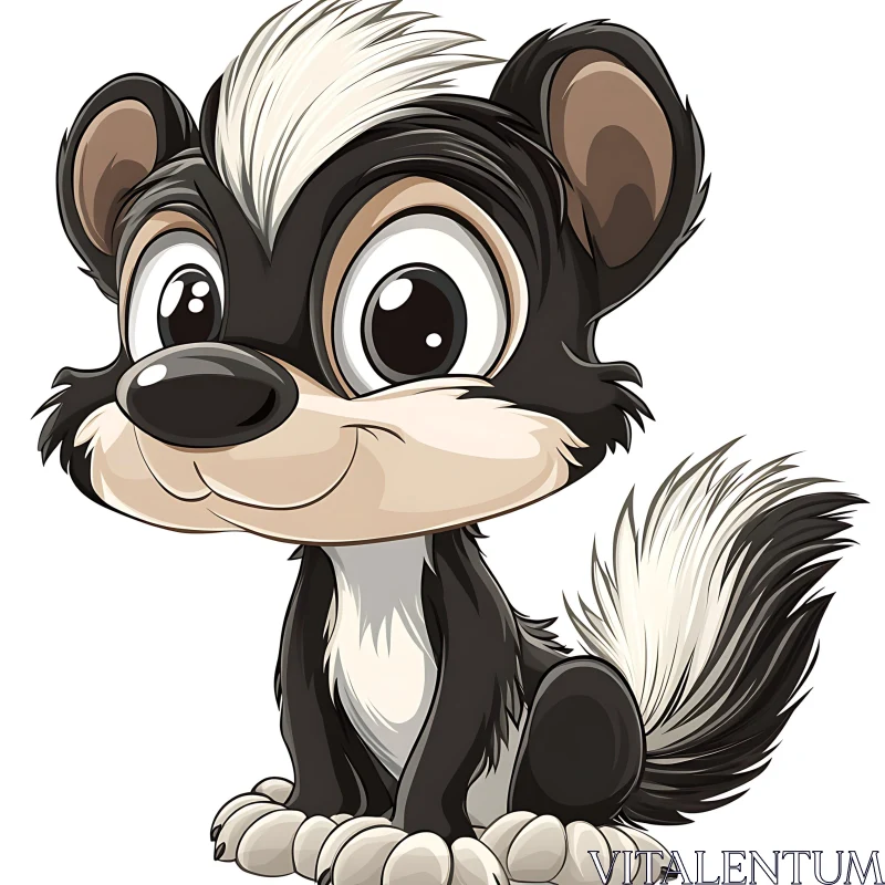 Cute Cartoon Skunk with Friendly Expression AI Image