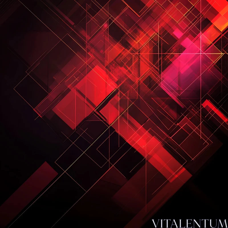 Abstract Red Geometric Shapes and Lines AI Image