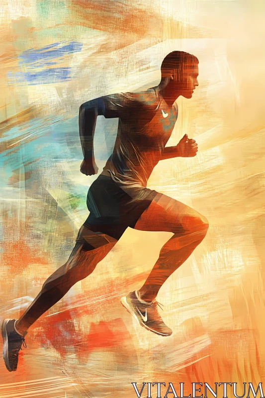 Energetic Illustration of a Runner in Motion AI Image