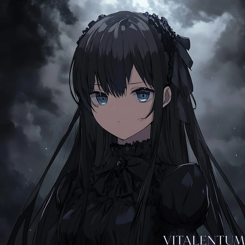 Dark Atmospheric Anime Portrait AI Image