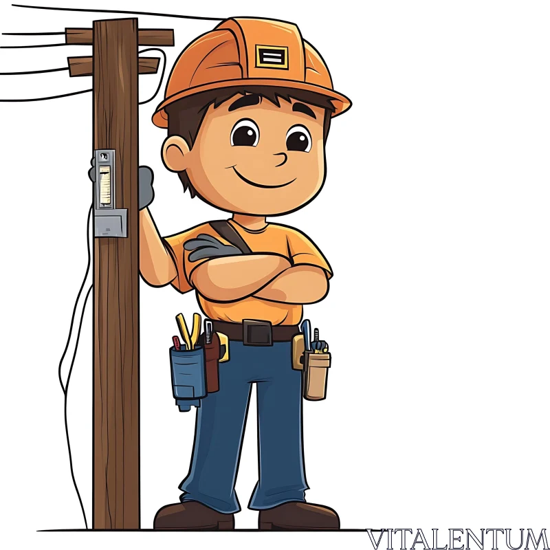 AI ART Illustration of a Cartoon Electrician