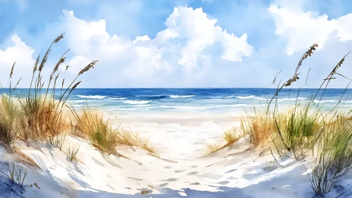 Coastal Serenity Watercolor Painting