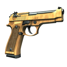 Digital 3D Wooden Texture Pistol