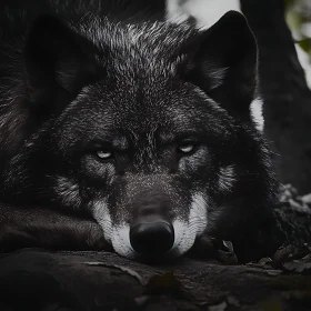 Resting Wolf: A Study in Monochrome