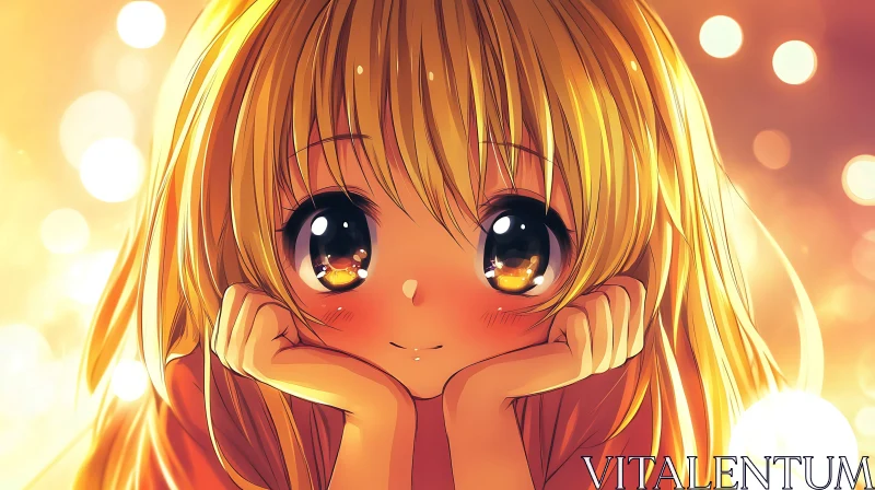 Cute Anime Artwork of Blonde Girl AI Image