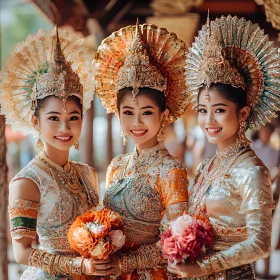 Three Women in Traditional Attire