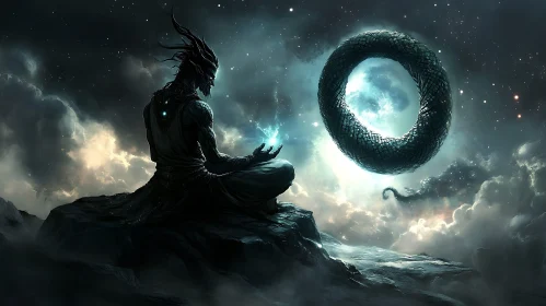 Enigmatic Figure Conjuring Magic