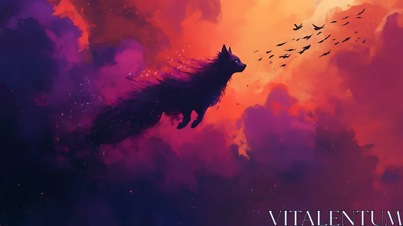 Mystical Fox Silhouette Artwork AI Image