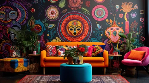Psychedelic Bohemian Living Room Inspired by Mexican Folklore
