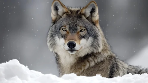 Lone Wolf in Winter Landscape