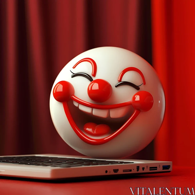 Whimsical Clown Sphere Over Computer AI Image