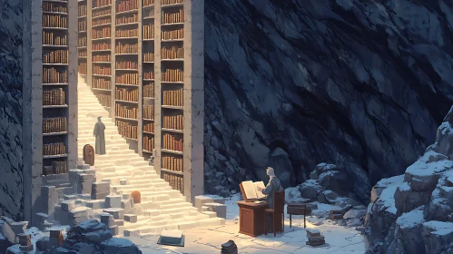 Snowy Library Steps