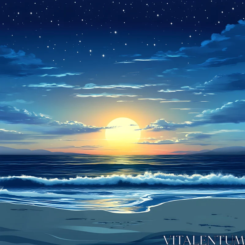 AI ART Seascape at Sunset