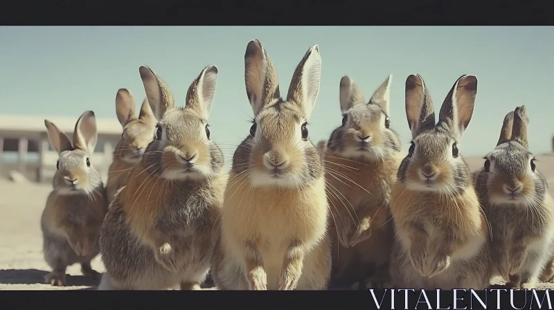 Charming Group of Rabbits in the Wild AI Image