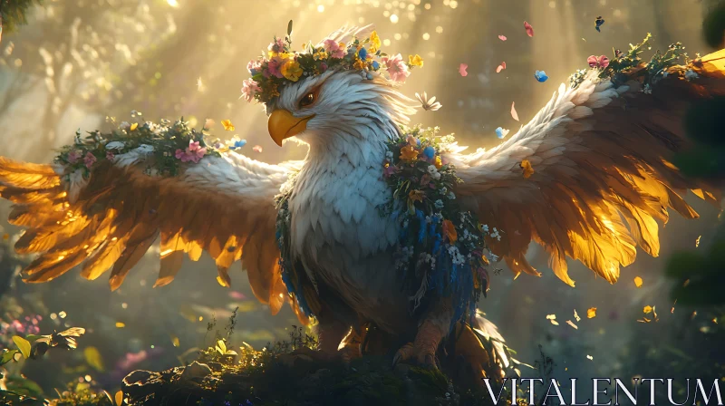 AI ART Griffin with Flowers
