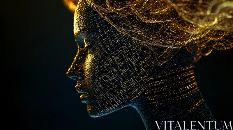 Abstract Golden Profile of a Woman AI Image