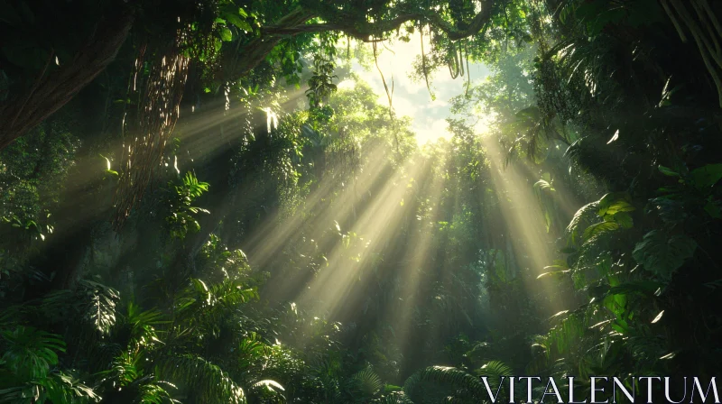 AI ART Ethereal Sunbeams in a Verdant Jungle