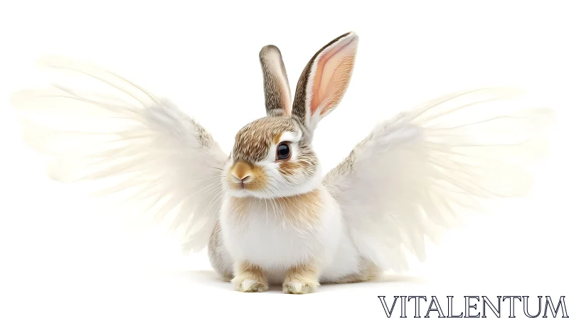 Winged Rabbit Fantasy Illustration AI Image