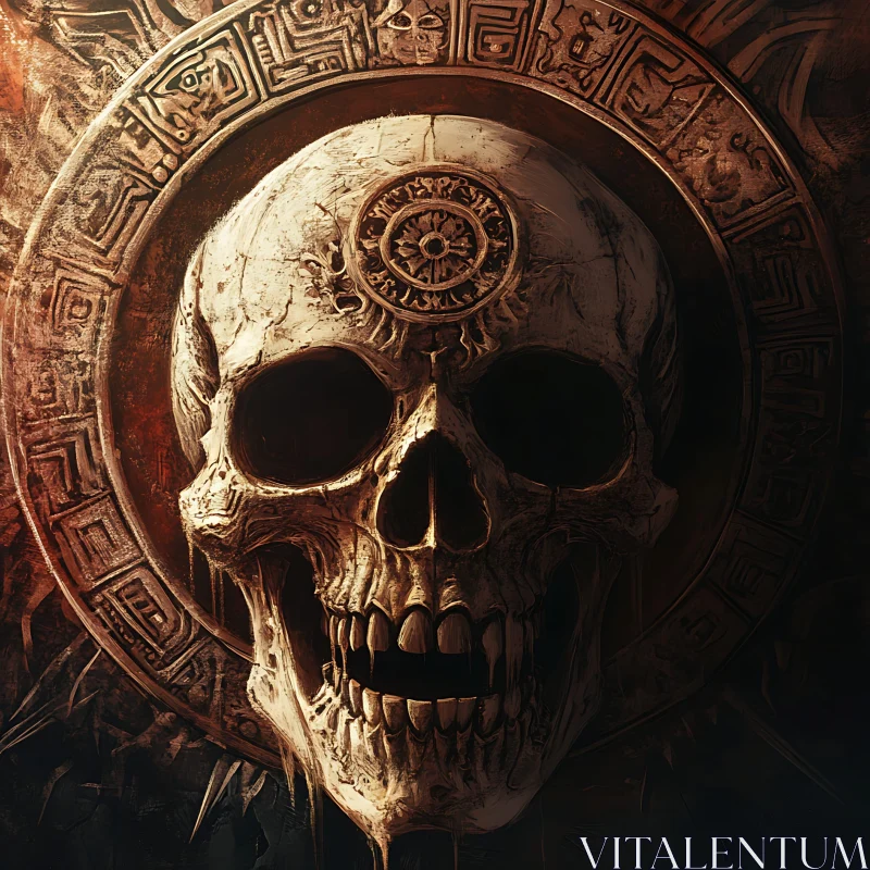 Skull with Occult Symbols and Patterns AI Image