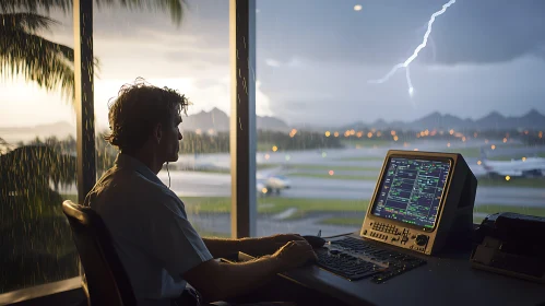 Airport Controller During Thunderstorm