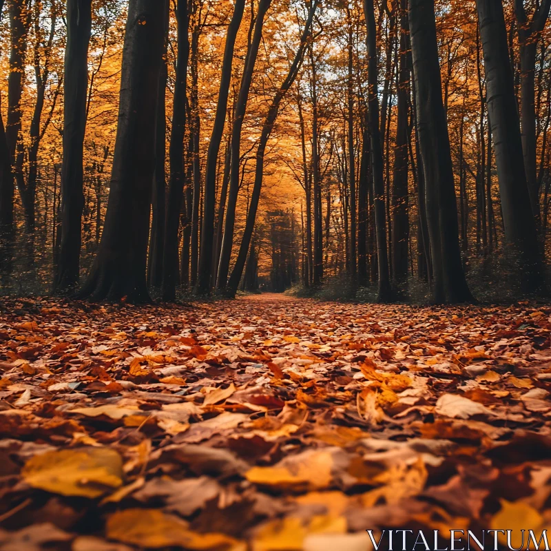 Calm Forest Trail in Fall AI Image