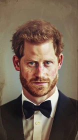 Elegant Portrait of Prince Harry in a Tuxedo