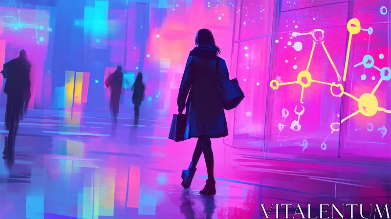 AI ART Woman in Neon Cityscape