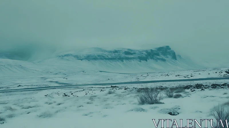 Winter Mountainscape with Road AI Image