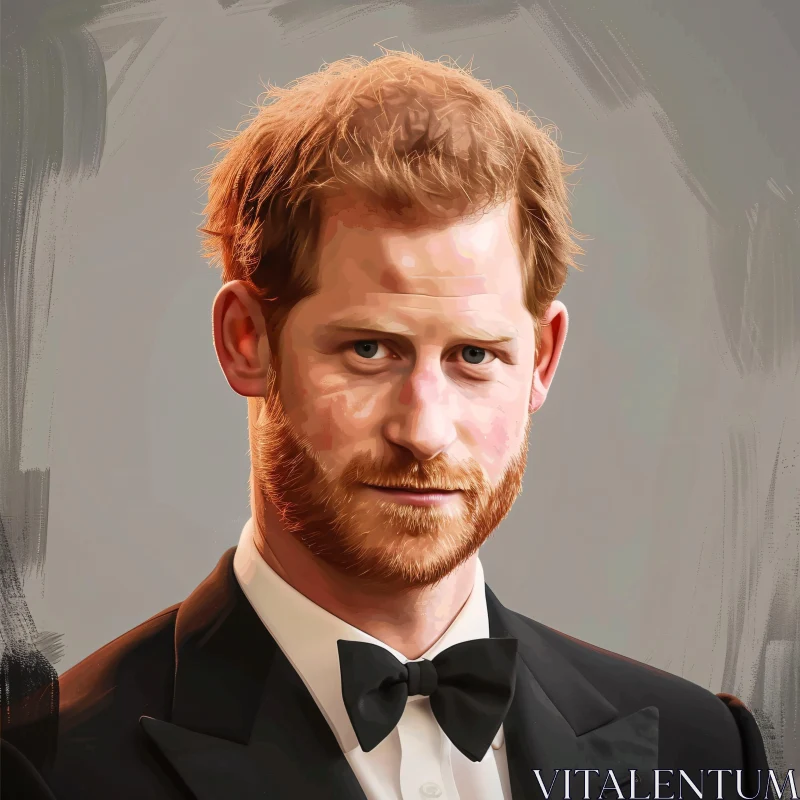 Prince Harry Portrait in Elegant Attire AI Image