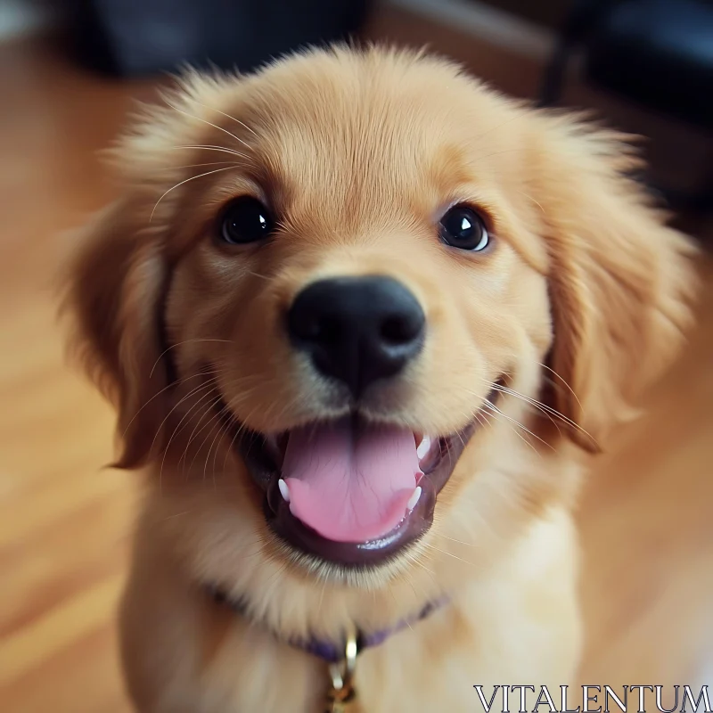 Adorable Golden Retriever Puppy Close-Up AI Image