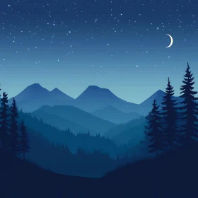 Peaceful Mountain Night Scene