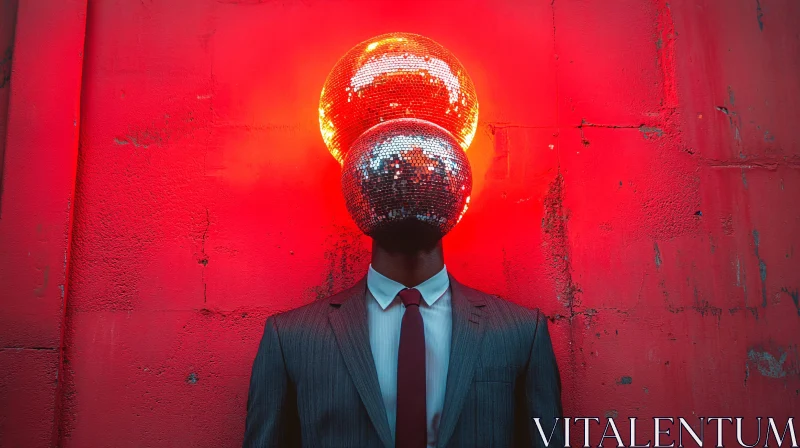 AI ART Abstract Disco Ball Head Man in Suit