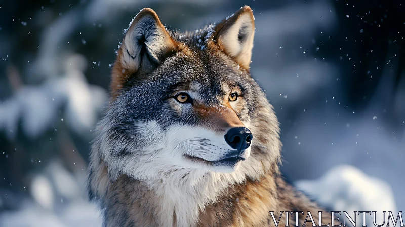 Winter Wolf Portrait AI Image