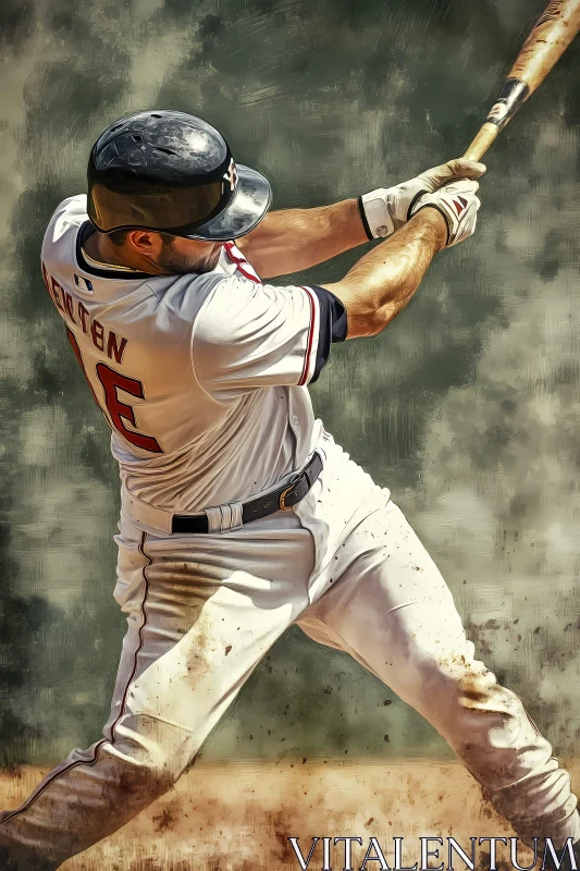 AI ART Baseball Player Mid-Swing in Action  AI Generated Image